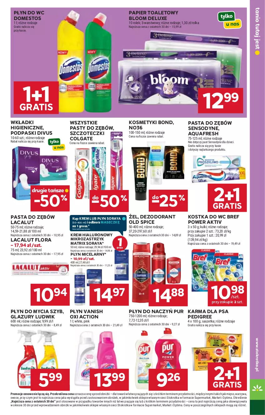 Gazetka promocyjna Stokrotka - Market - ważna 01.10 do 07.10.2026 - strona 37 - produkty: Aquafresh, Bref, Colgate, Dezodorant, Domestos, Dzieci, Flora, Gra, Kostka do wc, Lacalut, Lazur, LG, Ludwik, Mięso, Old Spice, Optima, Owoce, Papier, Papier toaletowy, Pasta do zębów, Pedigree, Płyn do mycia, Płyn do wc, Płyn micelarny, Podpaski, Pur, Sensodyne, Vanish, Warzywa, Wkładki