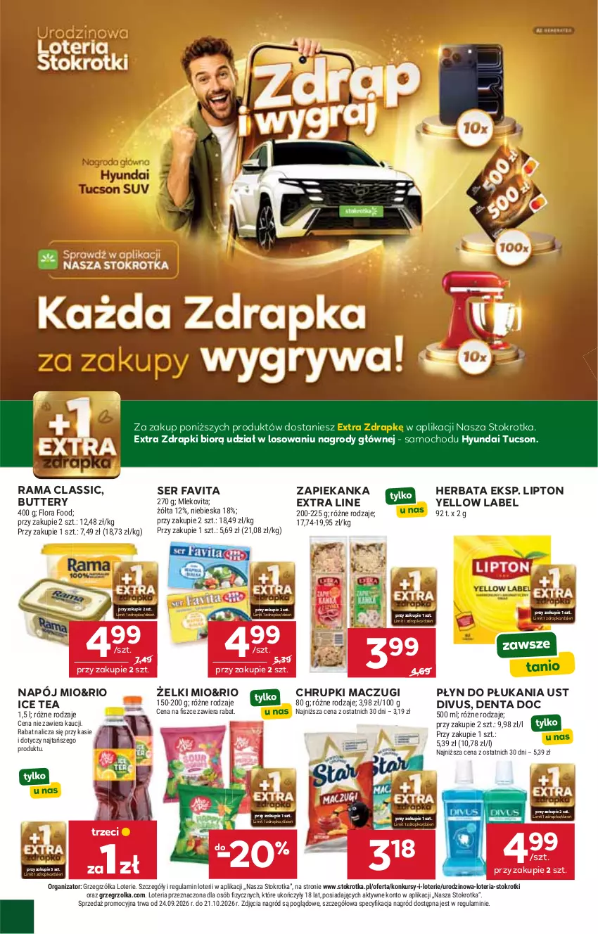 Gazetka promocyjna Stokrotka - Market - ważna 01.10 do 07.10.2026 - strona 6 - produkty: Chrupki, Fa, Favita, Flora, Herbata, Ice tea, Lipton, Mleko, Mlekovita, Napój, Płyn do płukania, Rama, Ser, Zapiekanka