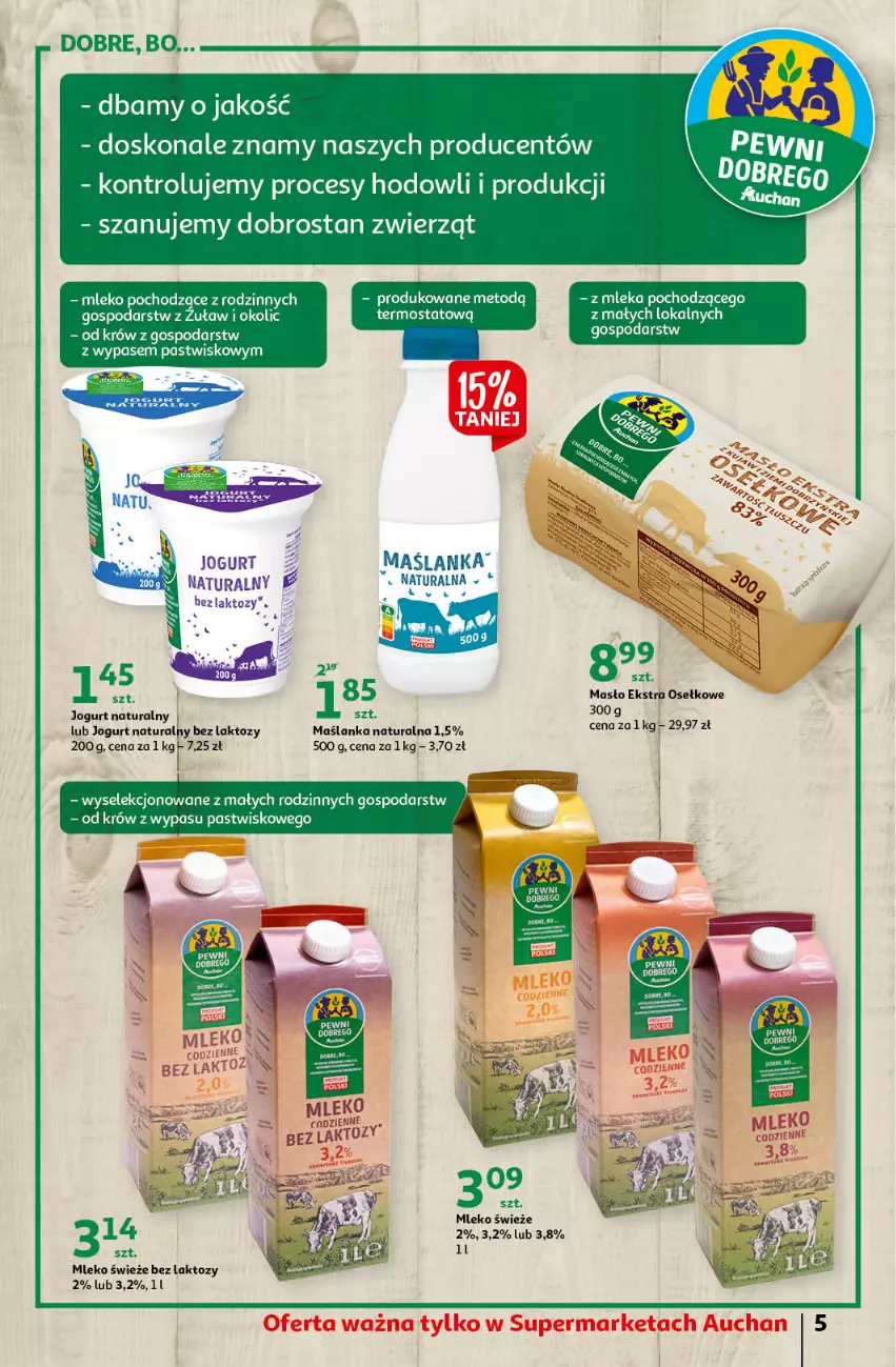 Gazetka promocyjna Auchan - przeNISKIE CENY na przebojowe marki Supermarkety - ważna 10.02 do 16.02.2022 - strona 5 - produkty: Jogurt, Jogurt naturalny, Maślanka, Masło, Mleko