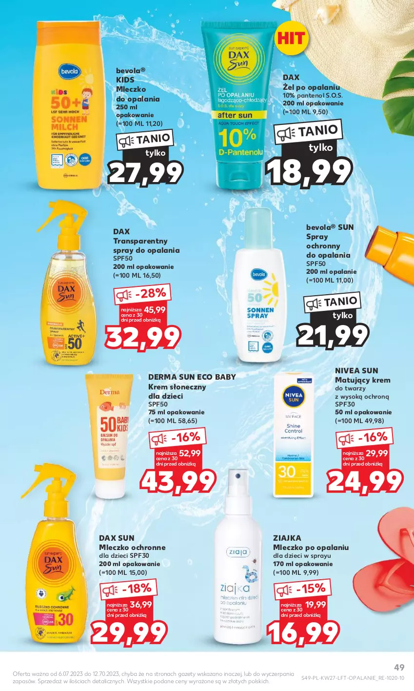 Gazetka promocyjna Kaufland - Gazetka tygodnia - ważna 06.07 do 12.07.2023 - strona 49 - produkty: DAX, Dzieci, Mleczko, Nivea, Sok, Tran, Ziajka