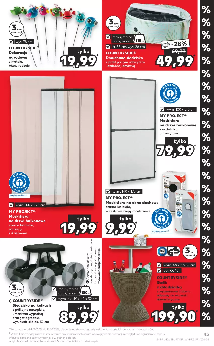 Gazetka promocyjna Kaufland - OFERTA TYGODNIA - ważna 04.08 do 10.08.2022 - strona 45 - produkty: Dres, Drzwi, Gra, Listwa, Okno, Por, Siedzisko, Stolik