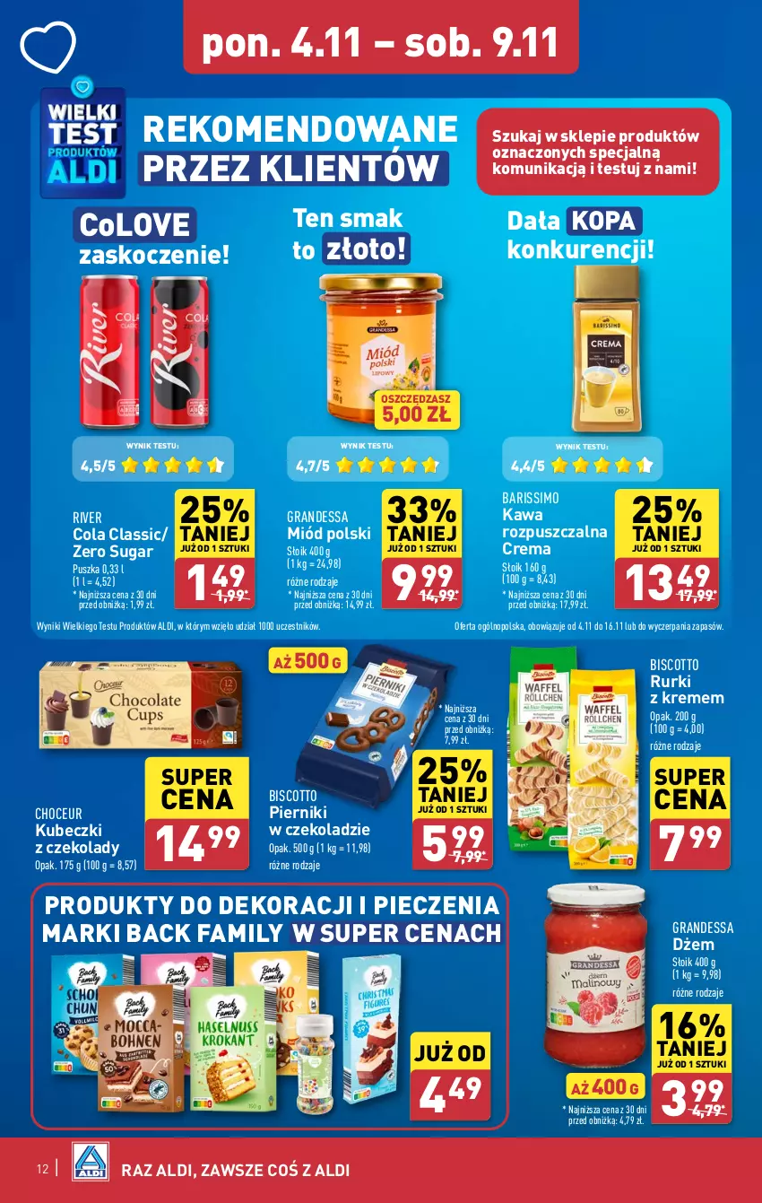 Gazetka promocyjna Aldi - Pełna oferta - ważna 04.11 do 09.11.2024 - strona 12 - produkty: Dżem, Fa, Gra, Kawa, Kawa rozpuszczalna, Koc, Miód, Piec, Piernik, Pierniki w czekoladzie, Rurki