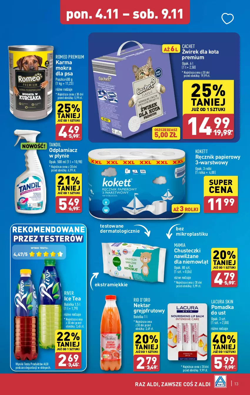 Gazetka promocyjna Aldi - Pełna oferta - ważna 04.11 do 09.11.2024 - strona 13 - produkty: Chusteczki, Grejpfrut, Ice tea, Nektar, Odplamiacz, Papier, Ręcznik, Rolki