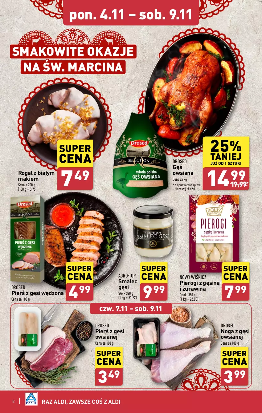 Gazetka promocyjna Aldi - Pełna oferta - ważna 04.11 do 09.11.2024 - strona 8 - produkty: Gęś owsiana, Pierogi, Rogal, Smalec, Top