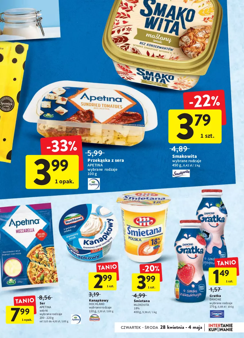 Gazetka promocyjna Intermarche - ważna 28.04 do 04.05.2022 - strona 23 - produkty: Danone, Gra, Hochland, Mleko, Mlekovita, Ser, Smakowita