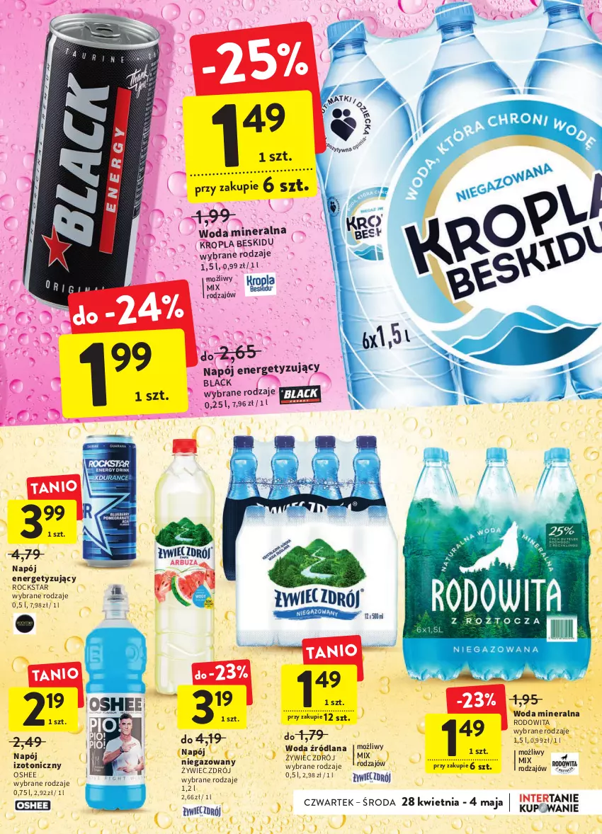 Gazetka promocyjna Intermarche - ważna 28.04 do 04.05.2022 - strona 35 - produkty: LANA, Napój, Napój izotoniczny, Napój niegazowany, Oshee, Woda, Woda mineralna