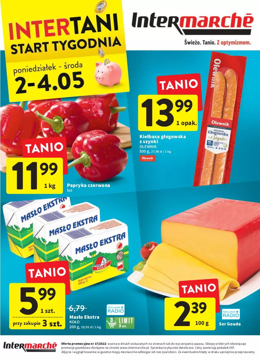 Gazetka promocyjna Intermarche - ważna 28.04 do 04.05.2022 - strona 40 - produkty: Gouda, Kiełbasa, Kiełbasa głogowska, Masło, Olewnik, Papryka, Papryka czerwona, Ser