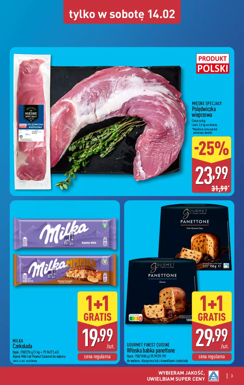 Gazetka promocyjna Aldi - Oferta weekendowa - ważna 12.02 do 14.02.2026 - strona 3 - produkty: Babka, Czekolada, Gra, Kawa, Mięsne specjały, Milka, Polędwiczka wieprzowa