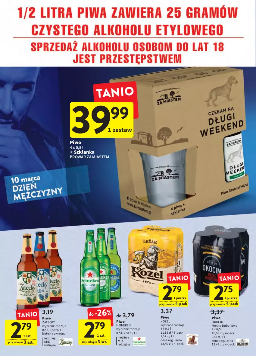 Gazetka promocyjna Intermarche - Świeżo i tanio - ważna 10.03 do 16.03.2022 - strona 8 - produkty: Heineken, Koc, Kozel, Okocim, Piwo, Szklanka