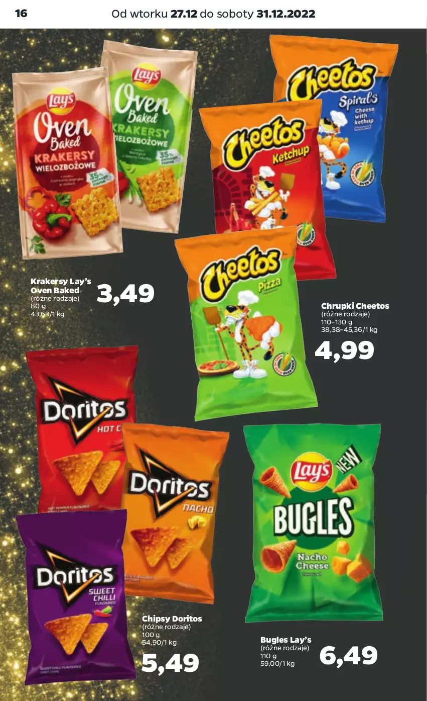 Gazetka promocyjna Netto - Artykuły spożywcze - ważna 27.12 do 31.12.2022 - strona 16 - produkty: Cheetos, Chipsy, Chrupki, Krakersy, Lay’s