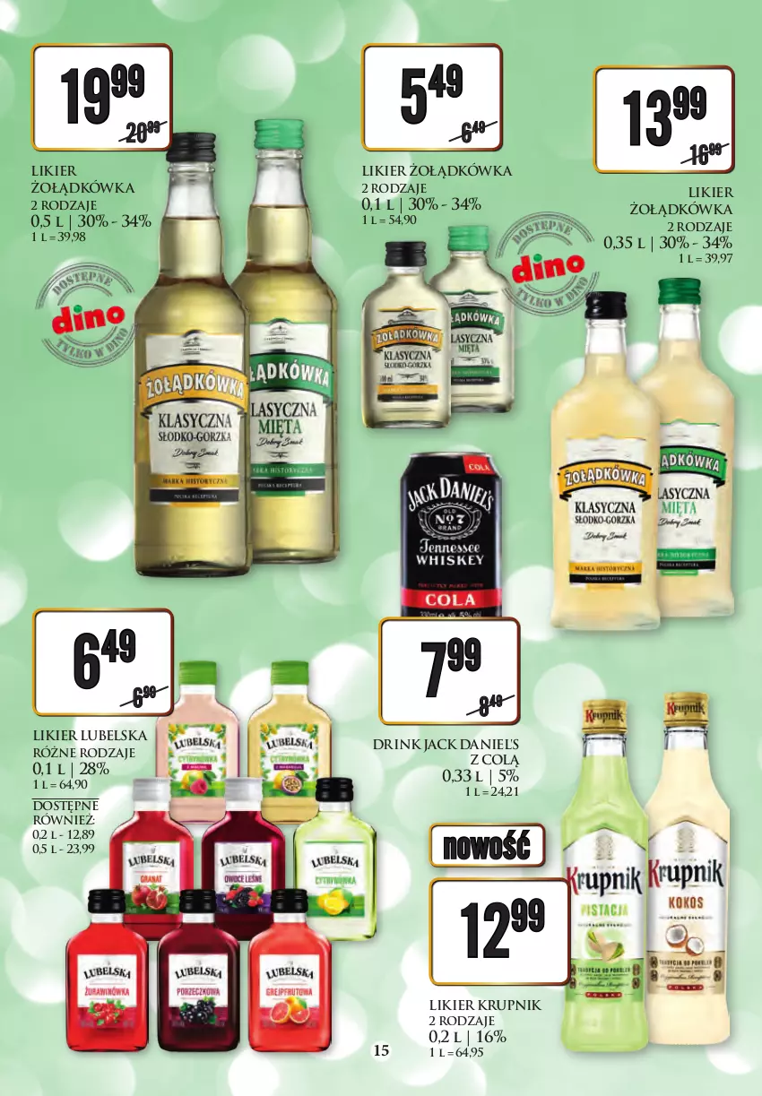 Gazetka promocyjna Dino - Gazetka - ważna 19.12 do 31.12.2022 - strona 15 - produkty: Aperol, Jack Daniel's, Krupnik, Likier, Soplica, Wyborowa