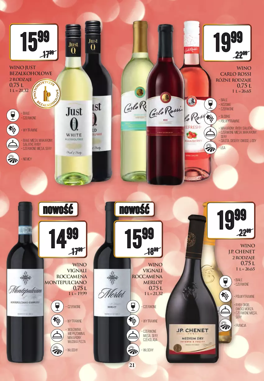 Gazetka promocyjna Dino - Gazetka - ważna 19.12 do 31.12.2022 - strona 21 - produkty: Burger, Carlo Rossi, Chia, Chianti, Czekolada, Deser, Drób, Lody, Makaron, Merlot, Monte, Owoce, Owoce morza, Pizza, Sałat, Ser, Taca, Wieprzowina, Wino, Wołowina