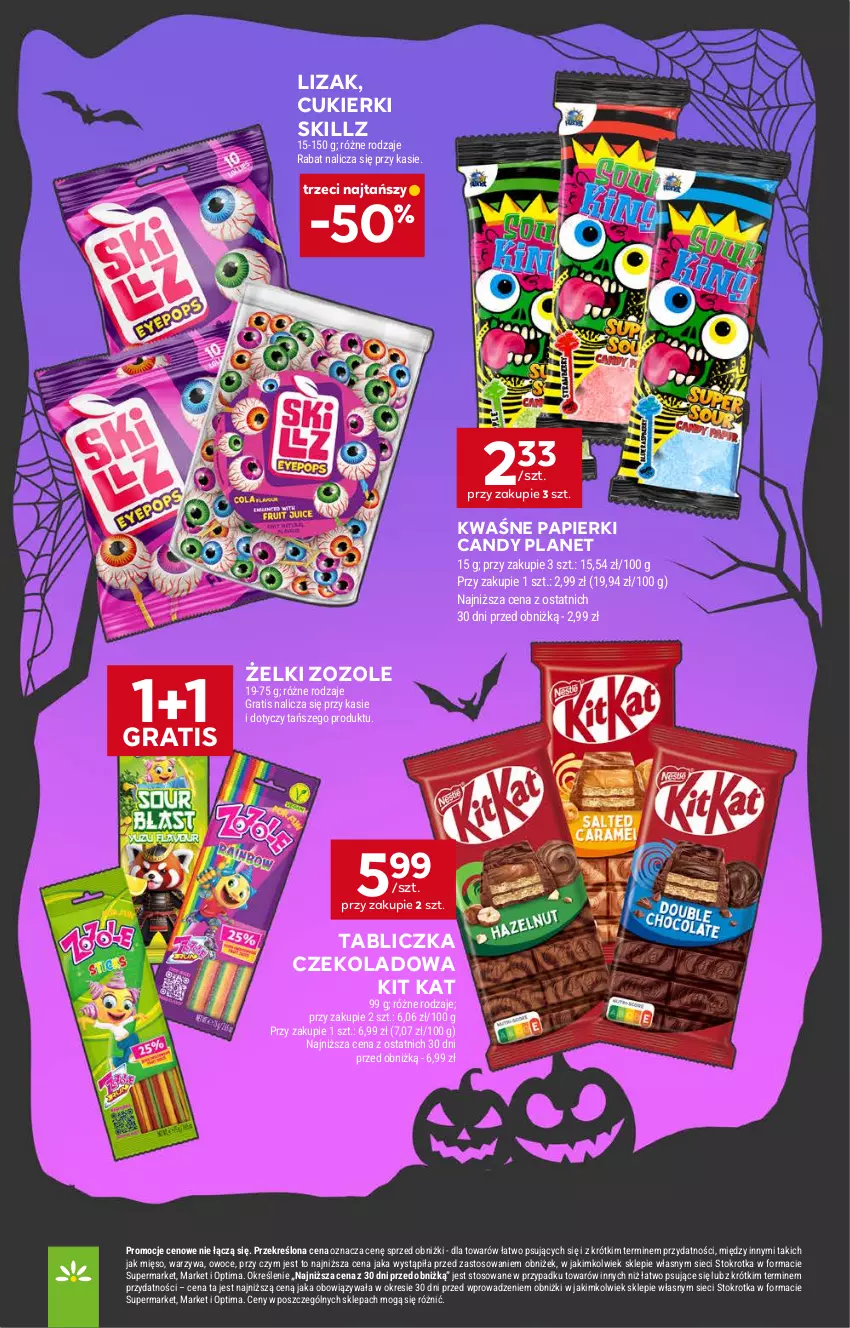 Gazetka promocyjna Stokrotka - Market - ważna 29.10 do 04.11.2026 - strona 20 - produkty: Candy, Cukier, Cukierki, Gra, Kit Kat, Mięso, Optima, Owoce, Papier, Warzywa