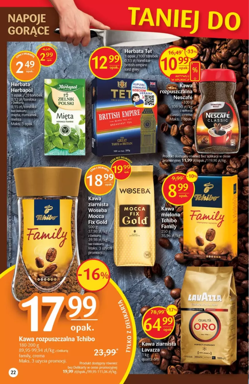 Gazetka promocyjna Delikatesy Centrum - Gazetka DC32 - ważna 18.08 do 24.08.2022 - strona 22 - produkty: Brit, Brita, Fa, Kawa, Kawa ziarnista, Lavazza, Napoje