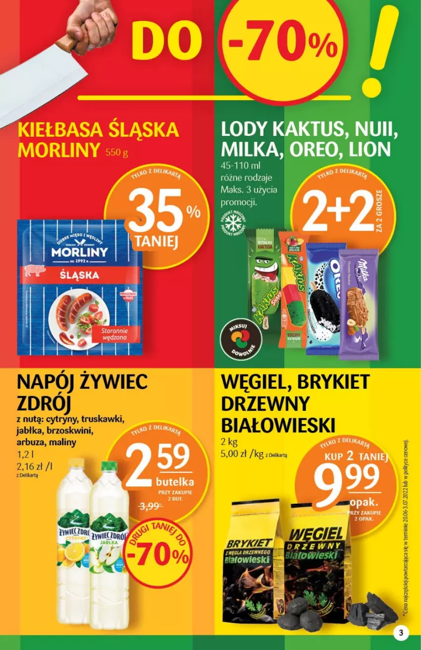 Gazetka promocyjna Delikatesy Centrum - Gazetka DC32 - ważna 18.08 do 24.08.2022 - strona 3 - produkty: Kaktus, Lion, Lody, Milka, Oreo