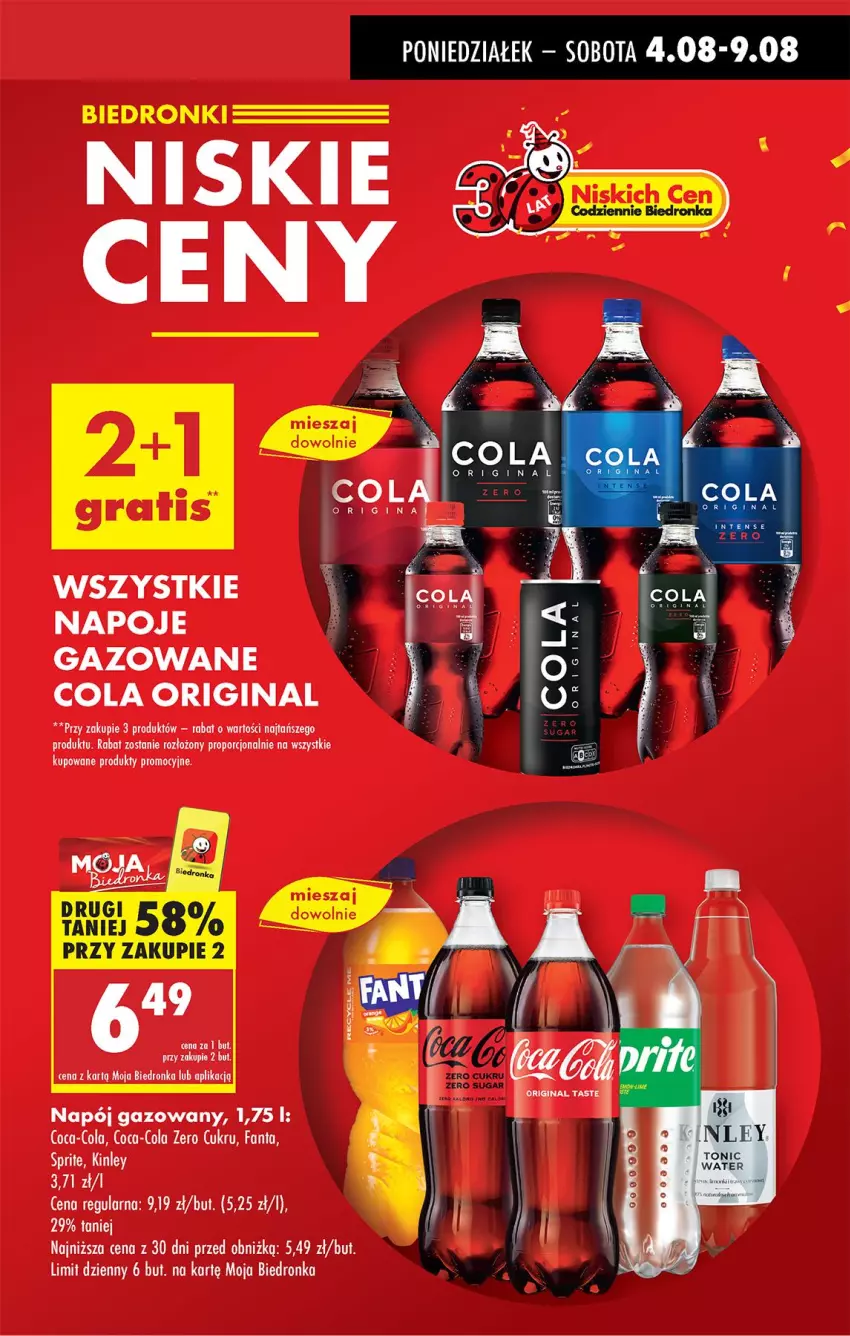 Gazetka promocyjna Biedronka - Od Poniedziałku - ważna 04.08 do 09.08.2025 - strona 11 - produkty: Coca-Cola, Fa, Fanta, Gin, Napój, Napój gazowany, Napoje, Por