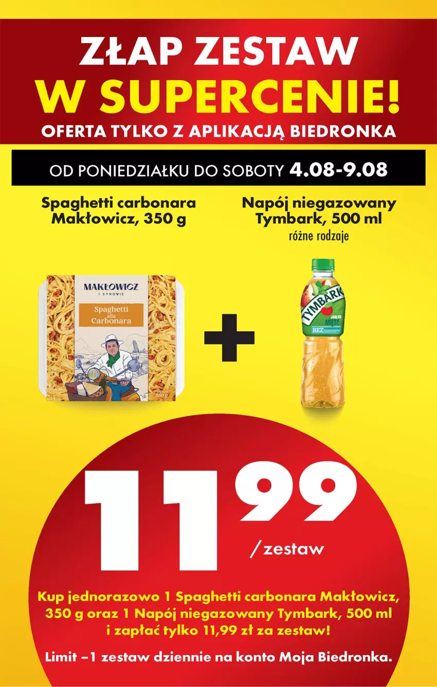 Gazetka promocyjna Biedronka - Od Poniedziałku - ważna 04.08 do 09.08.2025 - strona 16 - produkty: Napój, Napój niegazowany, Spaghetti, Tymbark