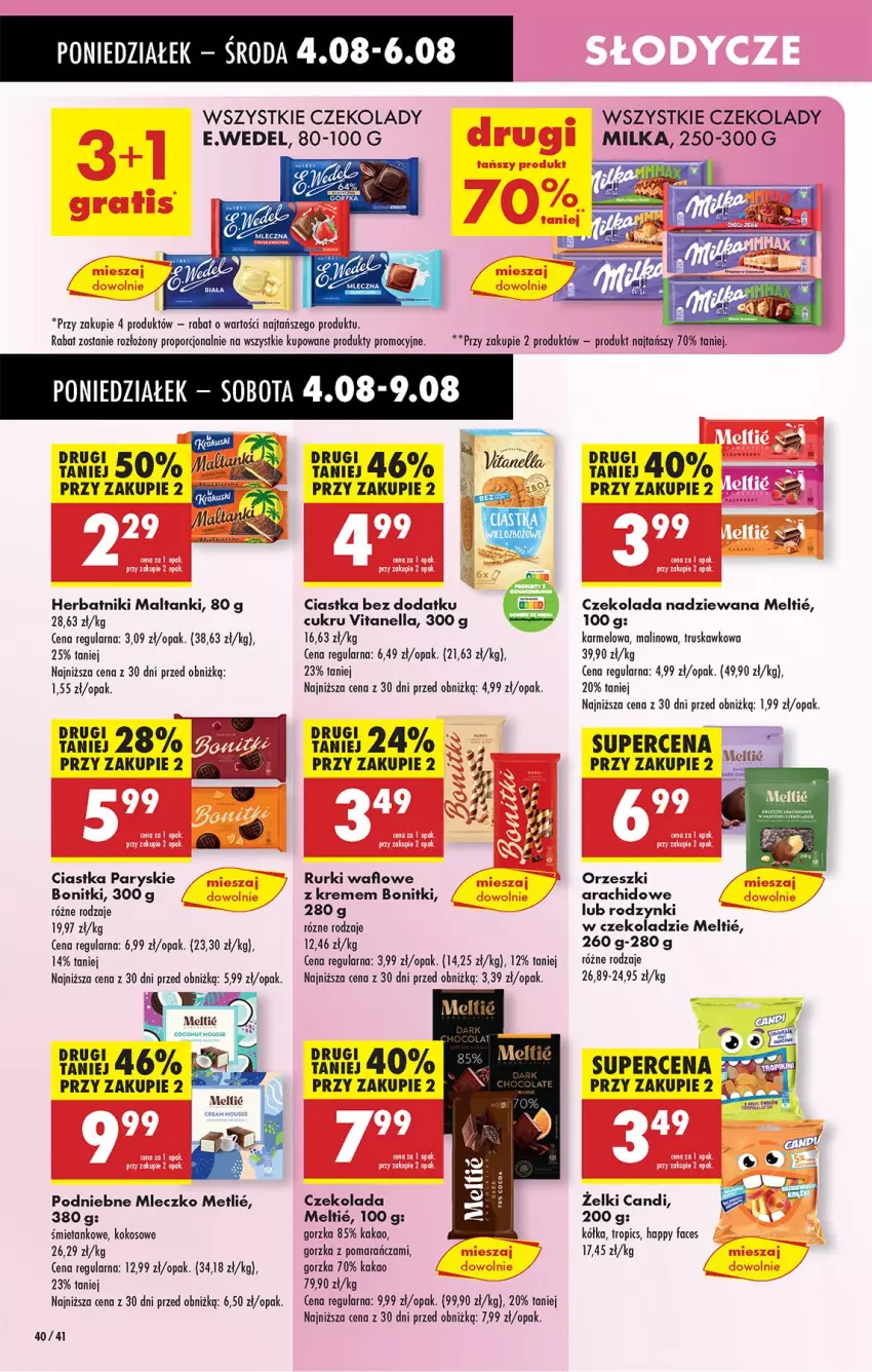Gazetka promocyjna Biedronka - Od Poniedziałku - ważna 04.08 do 09.08.2025 - strona 54 - produkty: Bonitki, Ciastka, Czekolada, Czekolada nadziewana, Fa, Herbatniki, Kakao, Kokos, Milka, Mleczko, Orzeszki, Por, Rodzynki, Rurki