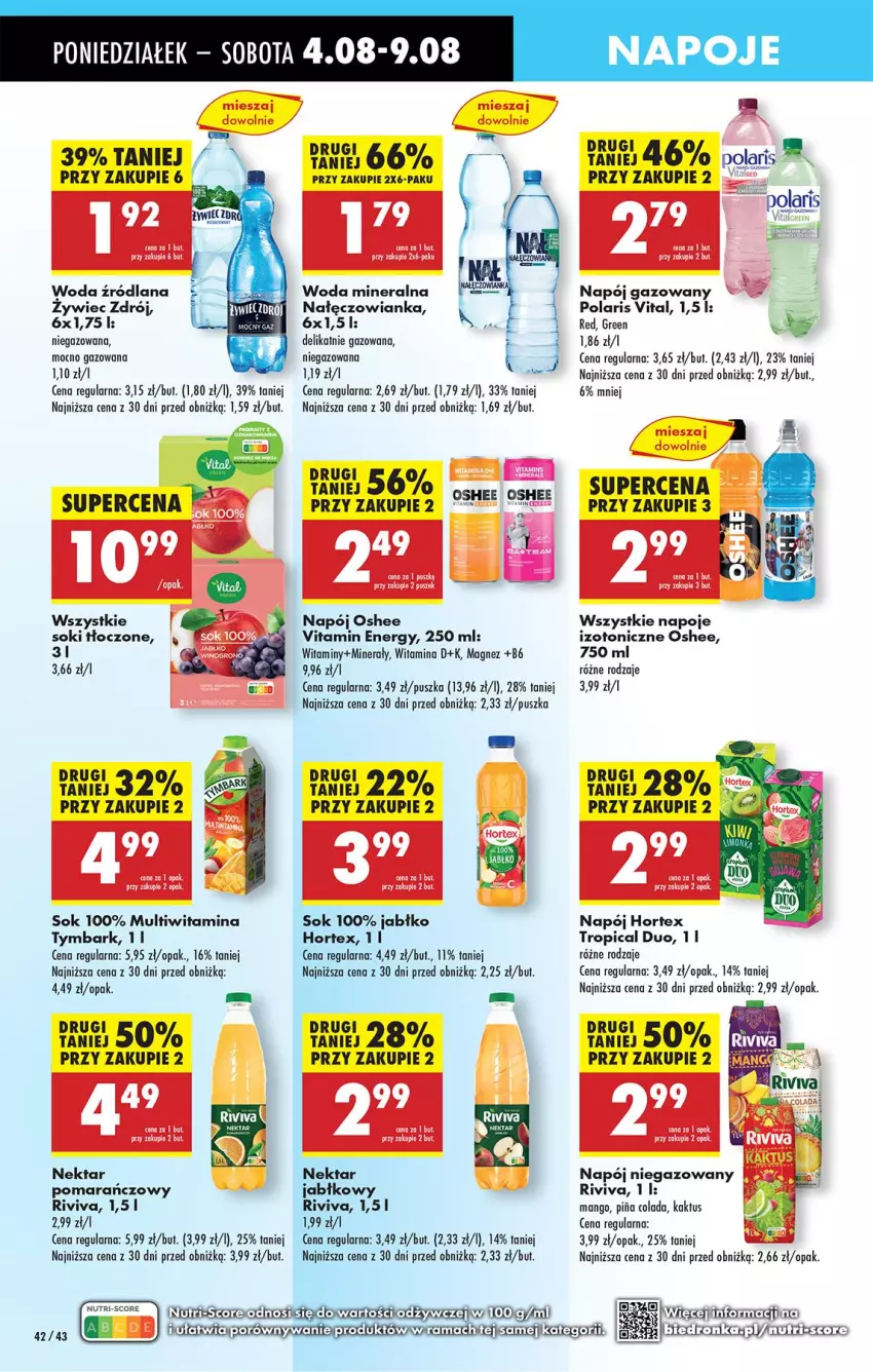 Gazetka promocyjna Biedronka - Od Poniedziałku - ważna 04.08 do 09.08.2025 - strona 58 - produkty: Hortex, Kaktus, LANA, Leon, Magnez, Mango, Nałęczowianka, Napój, Napój gazowany, Napój niegazowany, Napoje, Nektar, Oshee, Sok, Tropical, Tymbark, Woda, Woda mineralna