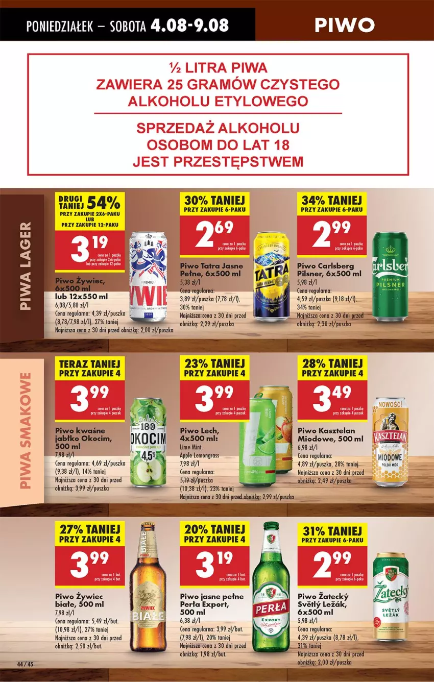 Gazetka promocyjna Biedronka - Od Poniedziałku - ważna 04.08 do 09.08.2025 - strona 62 - produkty: Carlsberg, Gra, Kasztelan, Koc, Miód, Okocim, Perła, Piwa, Piwo, Piwo jasne, Por, Tatra, Tera
