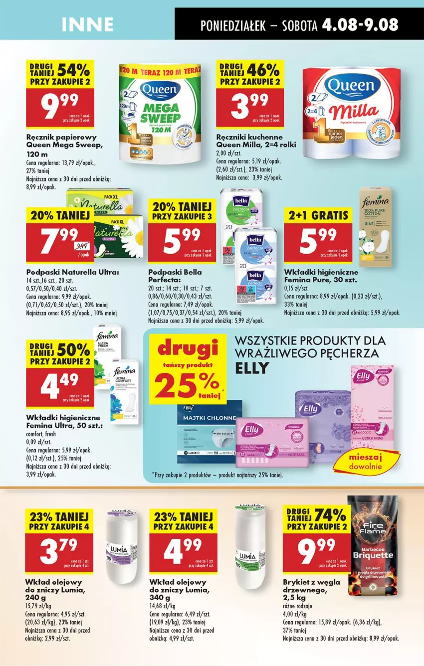 Gazetka promocyjna Biedronka - Od Poniedziałku - ważna 04.08 do 09.08.2025 - strona 71 - produkty: Bell, Bella, Fa, Grill, Majtki, Naturell, Naturella, Olej, Papier, Perfecta, Podpaski, Pur, Ręcznik, Rolki, Wkład olejowy, Wkładki, Znicz