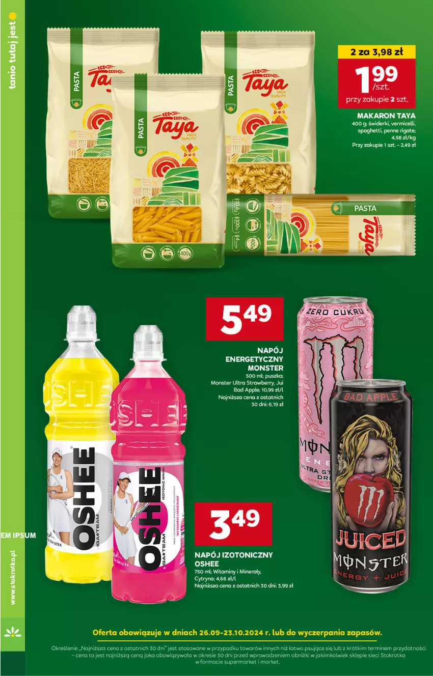 Gazetka promocyjna Stokrotka - Supermarket - ważna 26.09 do 02.10.2024 - strona 10 - produkty: Makaron, Napój, Napój izotoniczny