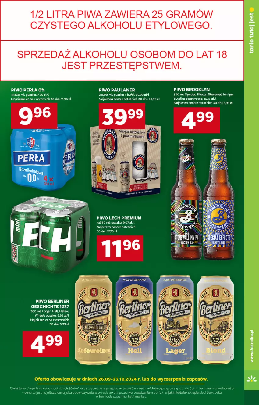 Gazetka promocyjna Stokrotka - Supermarket - ważna 26.09 do 02.10.2024 - strona 11 - produkty: Gra, Lech Premium, Perła, Piwa, Piwo