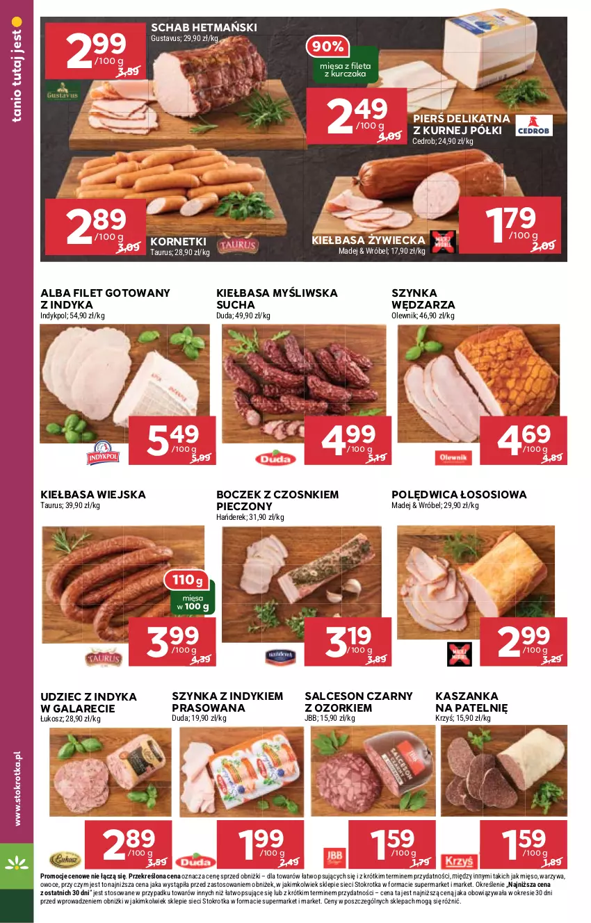 Gazetka promocyjna Stokrotka - Supermarket - ważna 26.09 do 02.10.2024 - strona 14 - produkty: Boczek, Duda, Gala, Kasza, Kaszanka, Kiełbasa, Kiełbasa wiejska, Kosz, Kurczak, Mięso, Olewnik, Owoce, Piec, Polędwica, Salceson, Sos, Szynka, Udziec z indyka, Udziec z indyka w galarecie, Warzywa