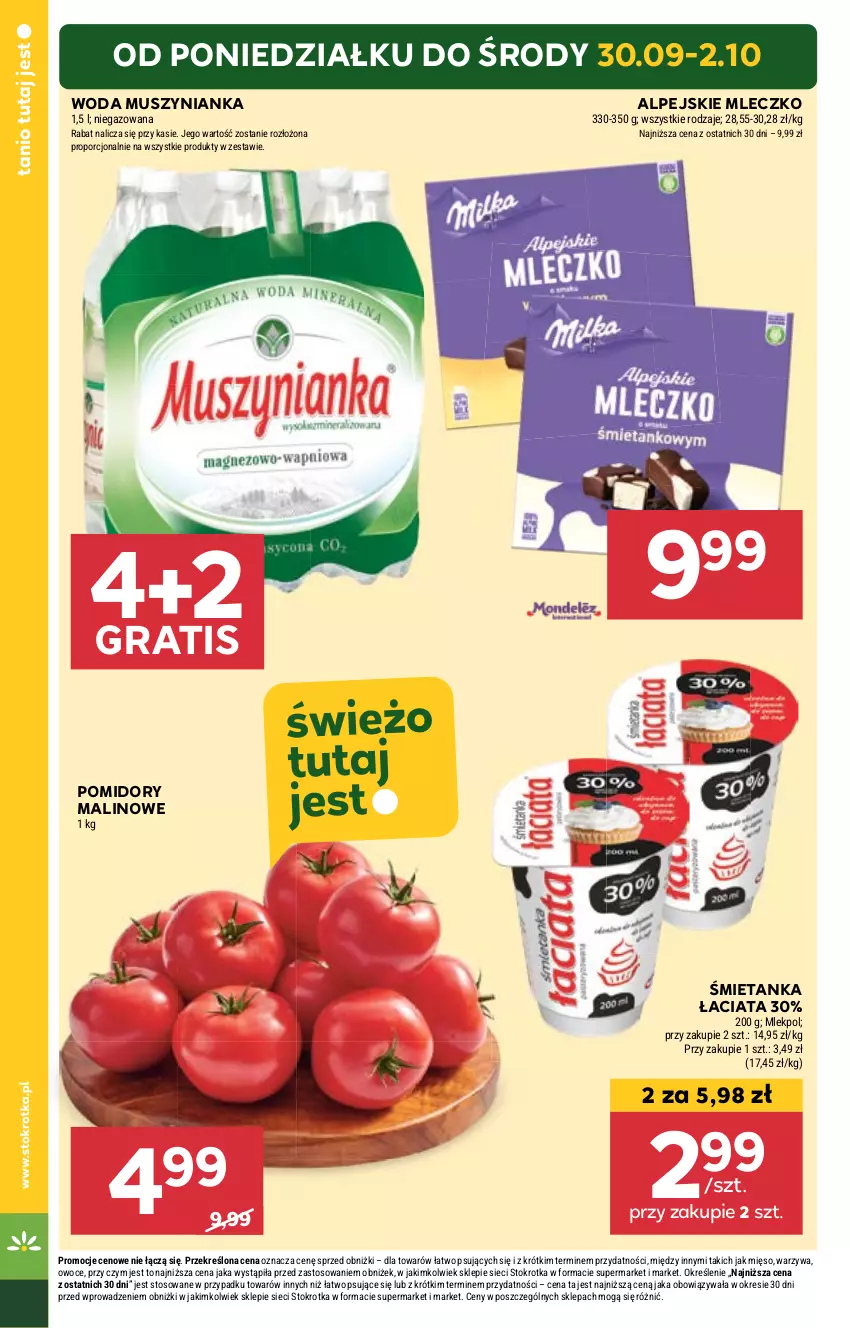 Gazetka promocyjna Stokrotka - Supermarket - ważna 26.09 do 02.10.2024 - strona 6 - produkty: Gra, Mięso, Mleczko, Mus, Muszynianka, Owoce, Pomidory, Por, Warzywa, Woda