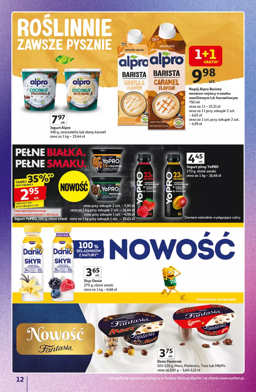 Gazetka promocyjna Auchan - Znane marki duży wybór Hipermarket - ważna 04.09 do 10.09.2025 - strona 12 - produkty: Alpro, Danio, Deser, Fa, Fanta, Jogurt, Mars, Napój, Ser, Twix