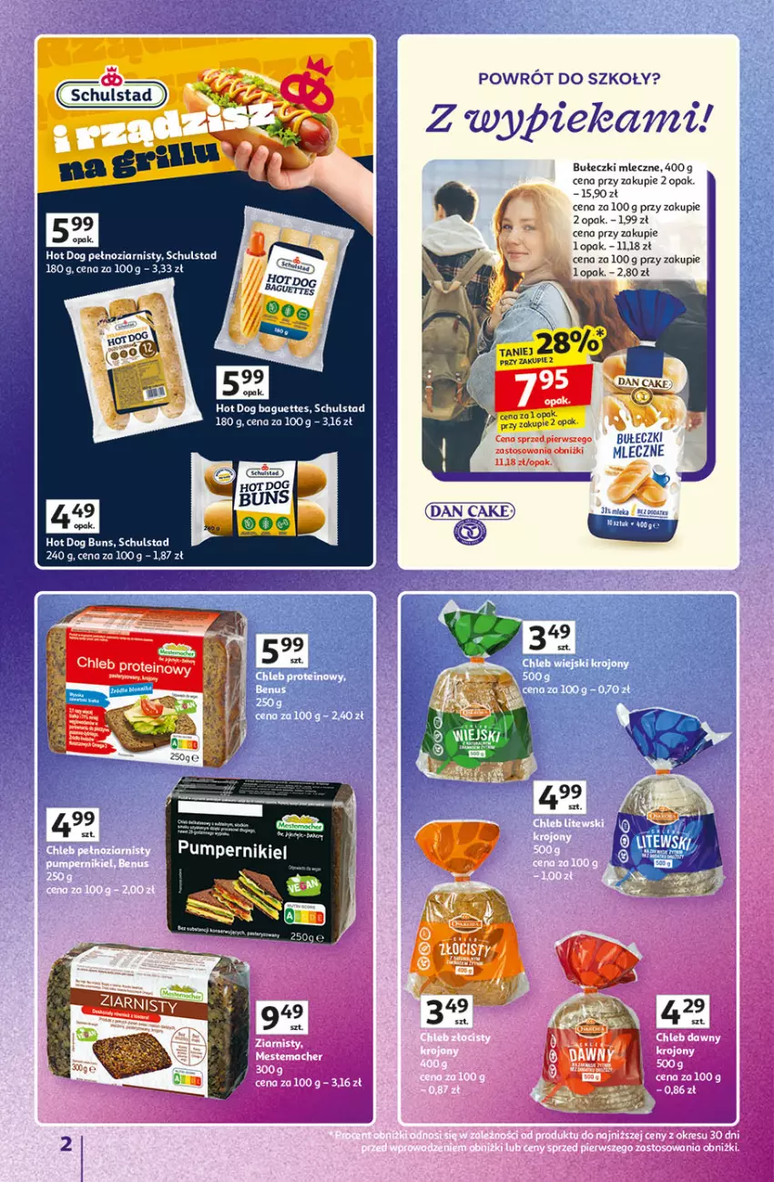 Gazetka promocyjna Auchan - Znane marki duży wybór Hipermarket - ważna 04.09 do 10.09.2025 - strona 2 - produkty: Bułeczki, Bułeczki mleczne, Chleb, Chleb proteinowy, Hot dog