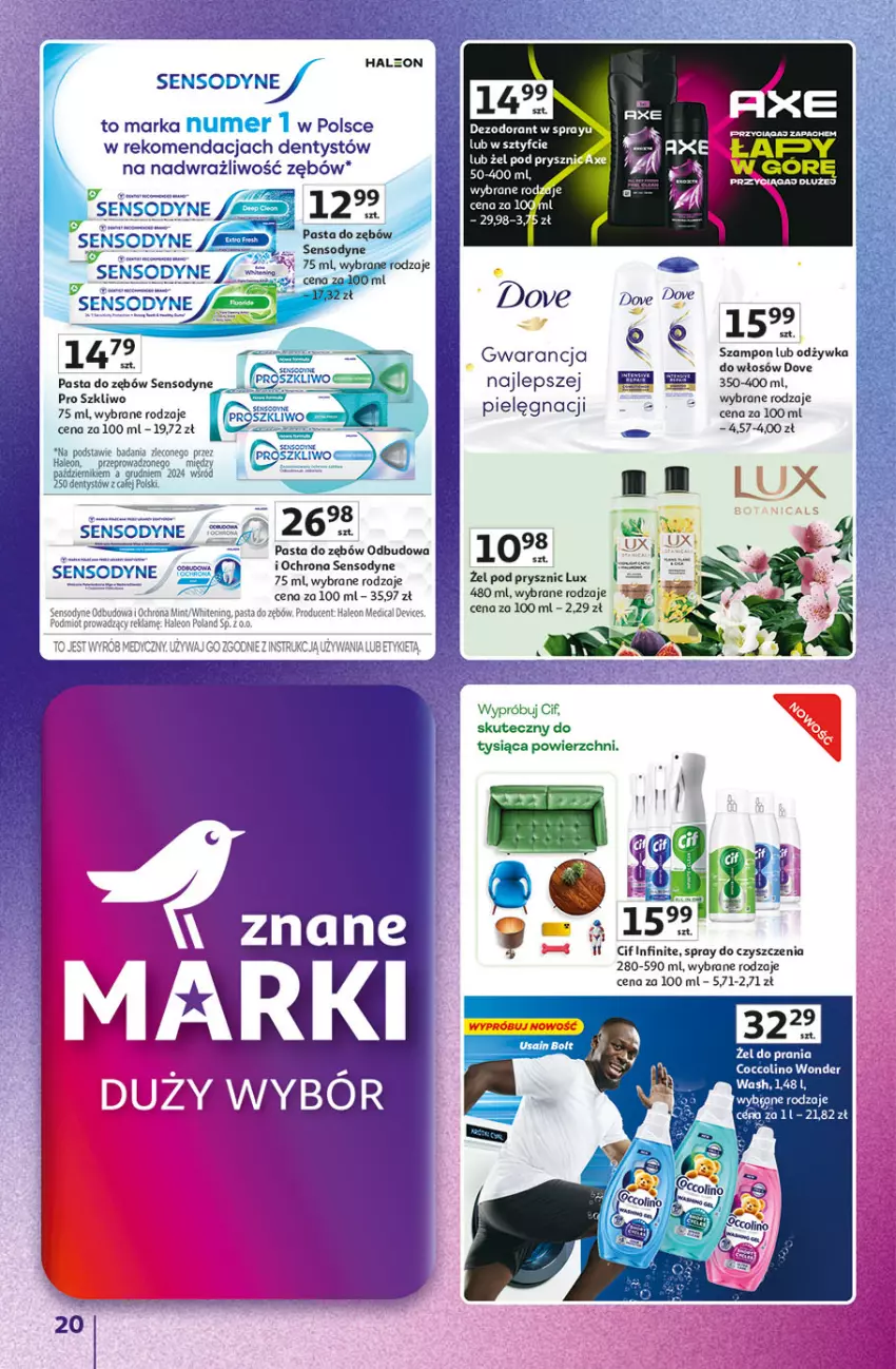 Gazetka promocyjna Auchan - Znane marki duży wybór Hipermarket - ważna 04.09 do 10.09.2025 - strona 20 - produkty: Cif, Dezodorant, Dove, Leon, Odżywka, Pasta do zębów, Sensodyne, Spray do czyszczenia, Szampon