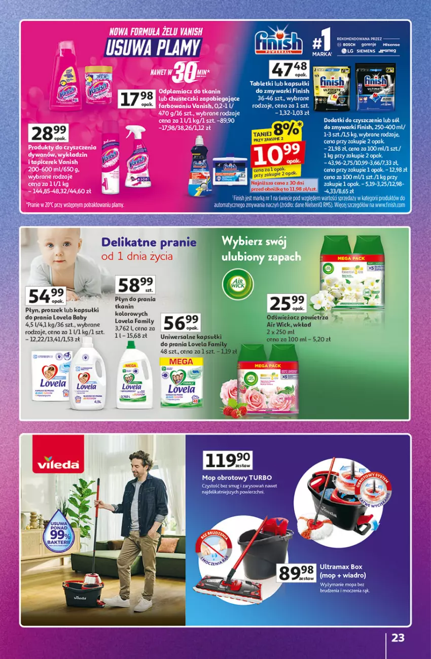 Gazetka promocyjna Auchan - Znane marki duży wybór Hipermarket - ważna 04.09 do 10.09.2025 - strona 23 - produkty: Dywan, Fa, Finish, Kawa, Lovela, Mop, Odplamiacz, Tablet, Vanish, Zmywarki