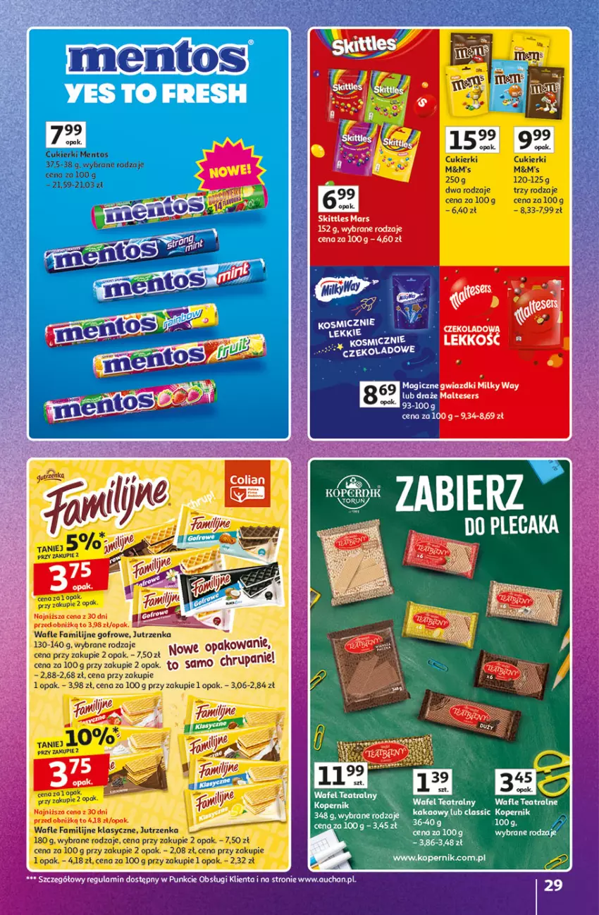 Gazetka promocyjna Auchan - Znane marki duży wybór Hipermarket - ważna 04.09 do 10.09.2025 - strona 29 - produkty: Cukier, Cukierki, K2, Kakao, Mars, Mentos, Ser, Wafle
