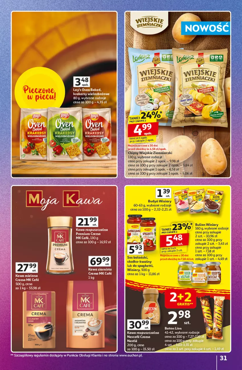 Gazetka promocyjna Auchan - Znane marki duży wybór Hipermarket - ważna 04.09 do 10.09.2025 - strona 31 - produkty: Baton, Chipsy, Kawa, Kawa rozpuszczalna, Kawa ziarnista, Krakersy, Lion