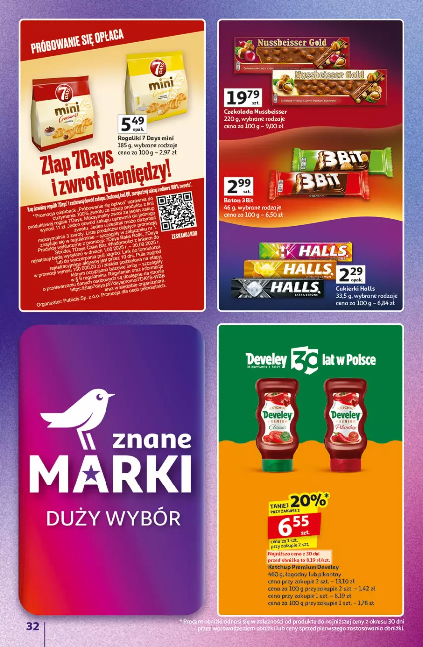 Gazetka promocyjna Auchan - Znane marki duży wybór Hipermarket - ważna 04.09 do 10.09.2025 - strona 32 - produkty: 7 Days, Ketchup, Mus, Rogal, Ser