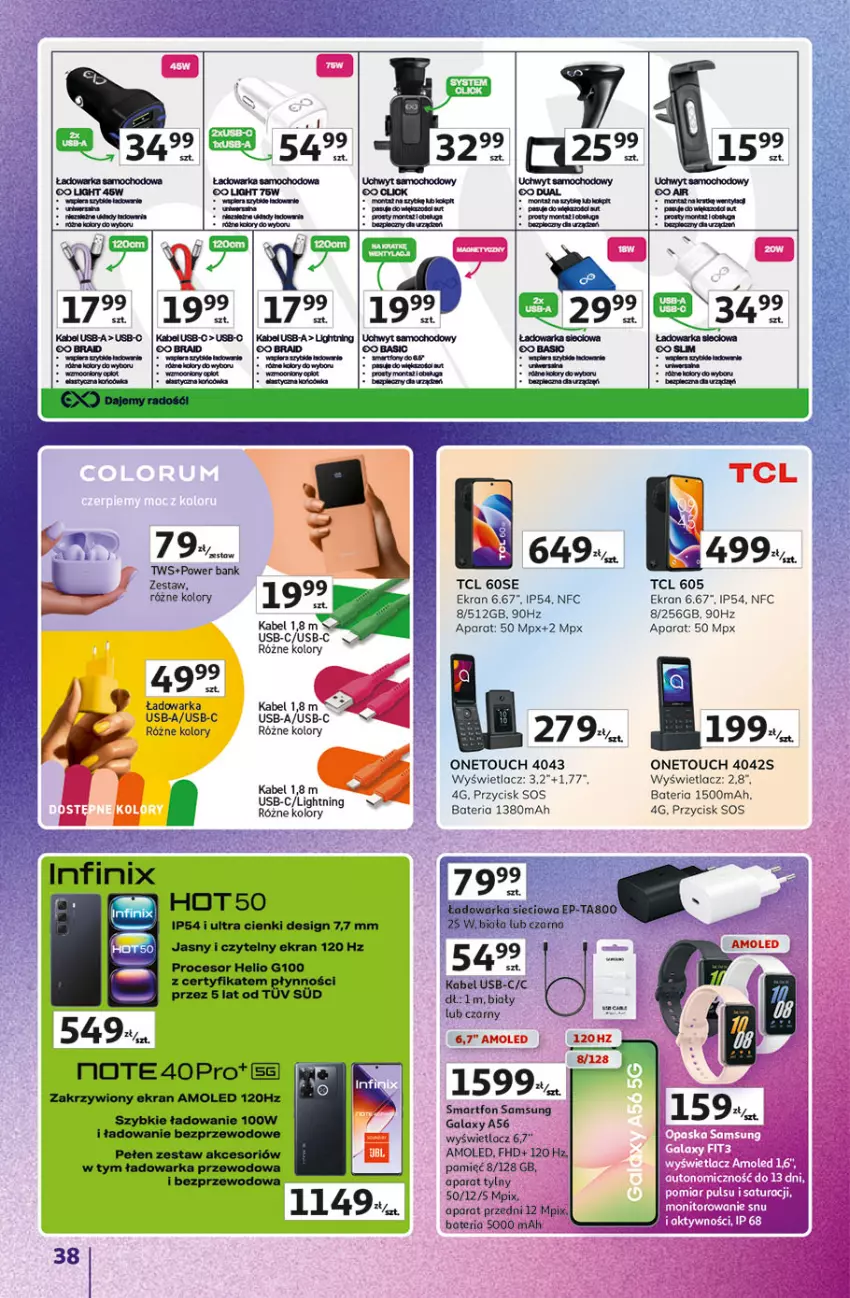 Gazetka promocyjna Auchan - Znane marki duży wybór Hipermarket - ważna 04.09 do 10.09.2025 - strona 38 - produkty: Amol, Bateria, Gala, Kabel USB, Samsung, Smartfon, Sos, Warka