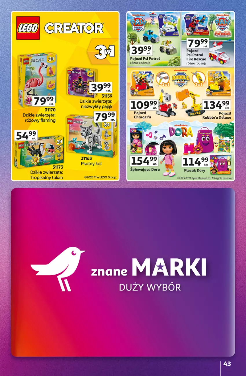 Gazetka promocyjna Auchan - Znane marki duży wybór Hipermarket - ważna 04.09 do 10.09.2025 - strona 43 - produkty: Plecak, Pojazd, Psi Patrol, Ser