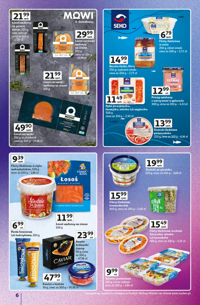 Gazetka promocyjna Auchan - Znane marki duży wybór Hipermarket - ważna 04.09 do 10.09.2025 - strona 6 - produkty: Gala, Kawior, Koreczki śledziowe, Królewski, Kuchnia, Pstrąg, Ryba, Sos, Tuńczyk, Warzywa