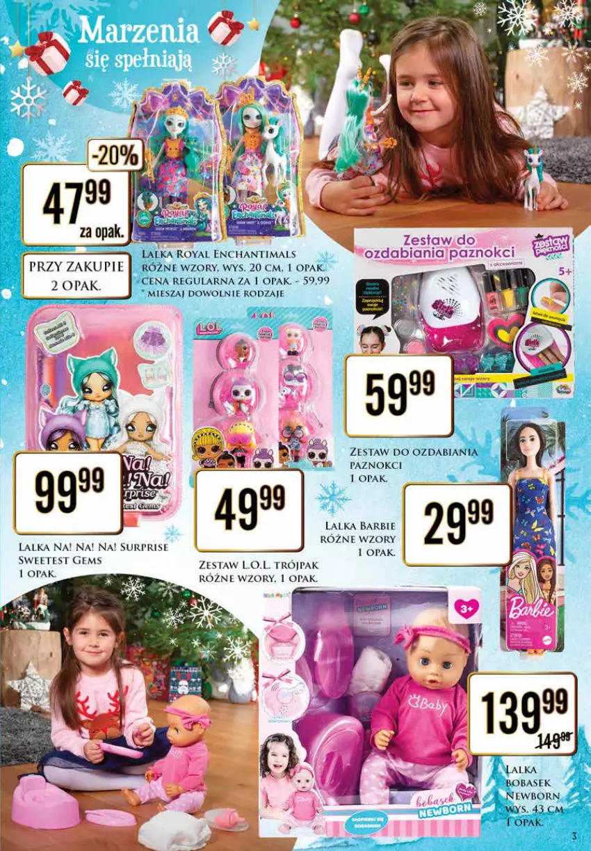 Gazetka promocyjna Dino - Gazetka - ważna 28.11 do 11.12.2022 - strona 3 - produkty: Barbie, Enchantimals, L.O.L., Lalka
