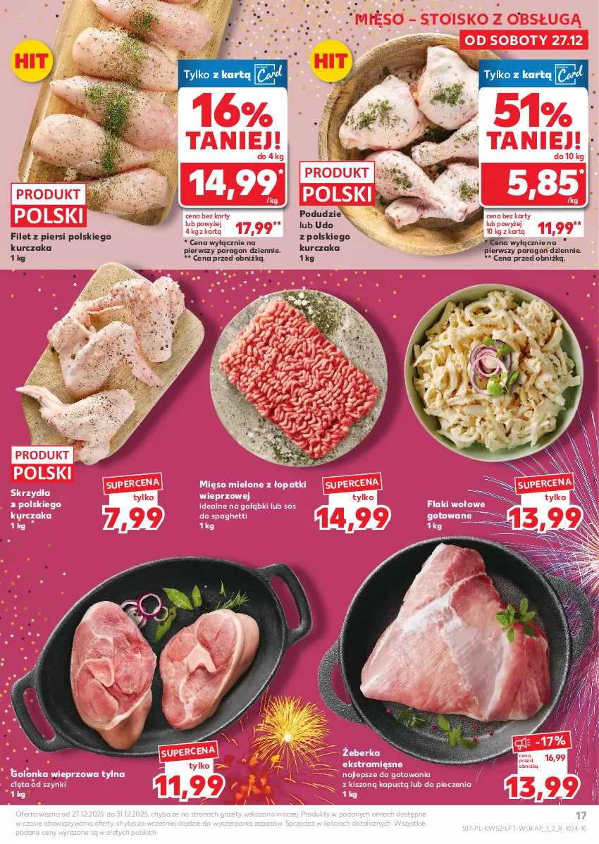 Gazetka promocyjna Kaufland - Gazetka tygodnia - ważna 27.12.2025 do 31.12.2026 - strona 17 - produkty: Flaki, Flaki wołowe, Golonka wieprzowa, Kapustą, Kurczak, Mięso, Mięso mielone, Mięso mielone z łopatki wieprzowej, Piec, Sos, Spaghetti