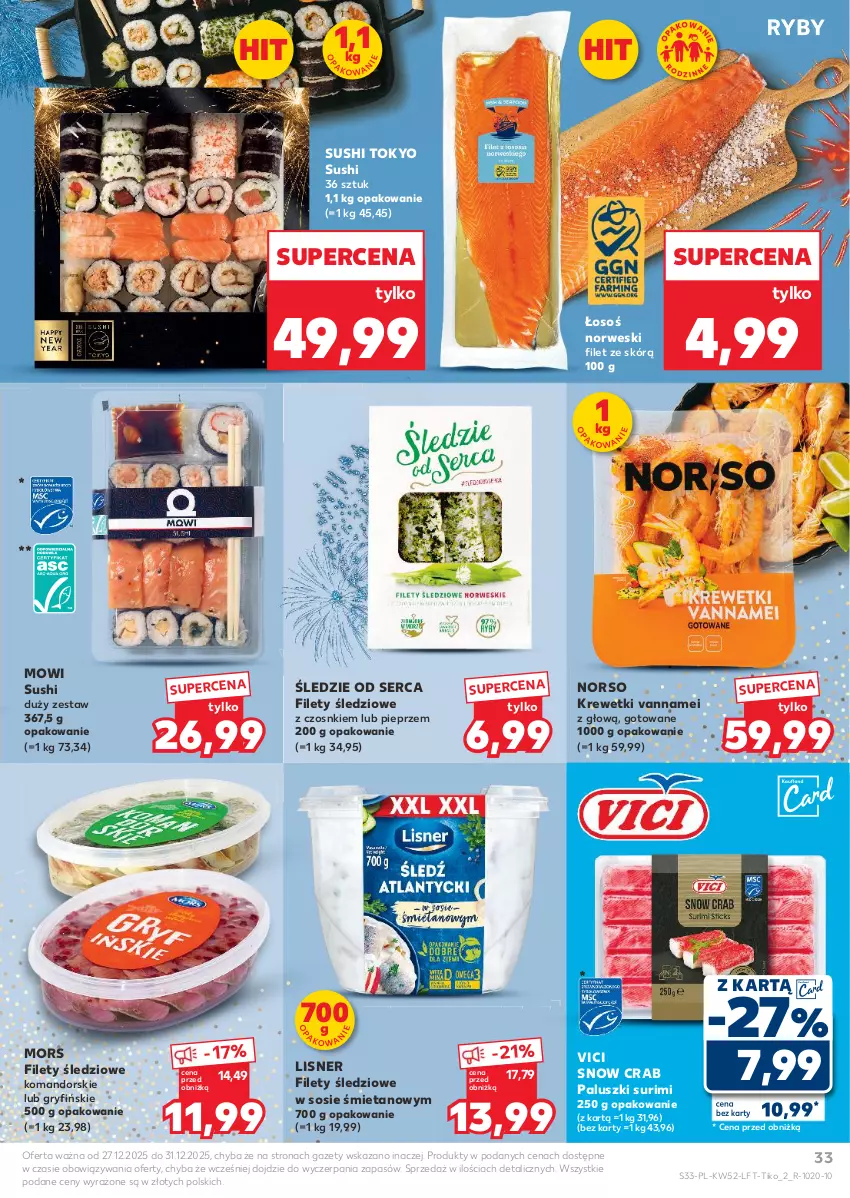 Gazetka promocyjna Kaufland - Gazetka tygodnia - ważna 27.12.2025 do 31.12.2026 - strona 33 - produkty: Gry, Krewetki, Lisner, Pieprz, Ser, Sos, Surimi, Sushi