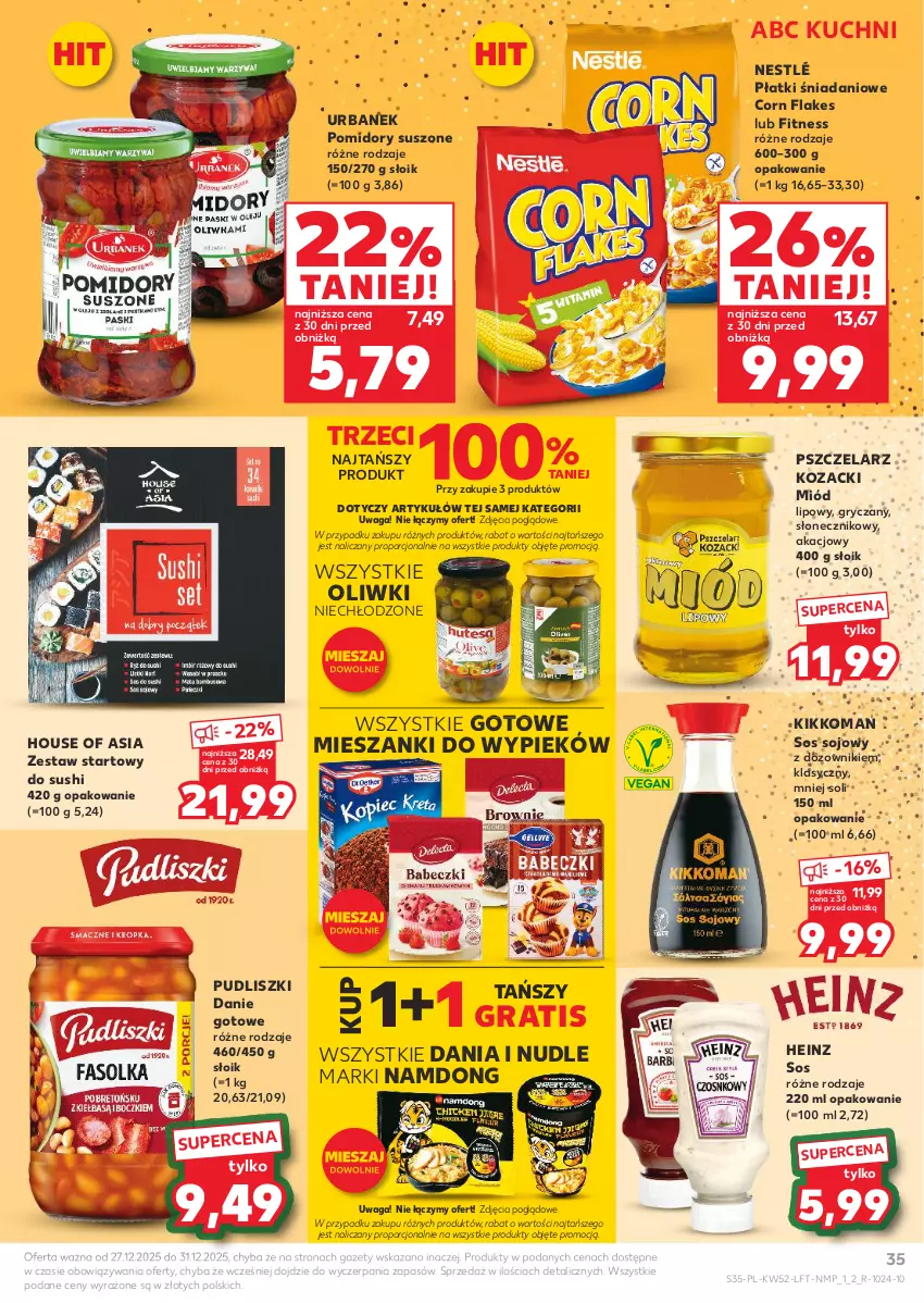 Gazetka promocyjna Kaufland - Gazetka tygodnia - ważna 27.12.2025 do 31.12.2026 - strona 35 - produkty: Corn flakes, Danie gotowe, Danio, Dozownik, Gra, Gry, Heinz, House of Asia, Miód, Nestlé, Oliwki, Pomidory, Por, Pudliszki, Sos, Sos sojowy, Sushi, Waga