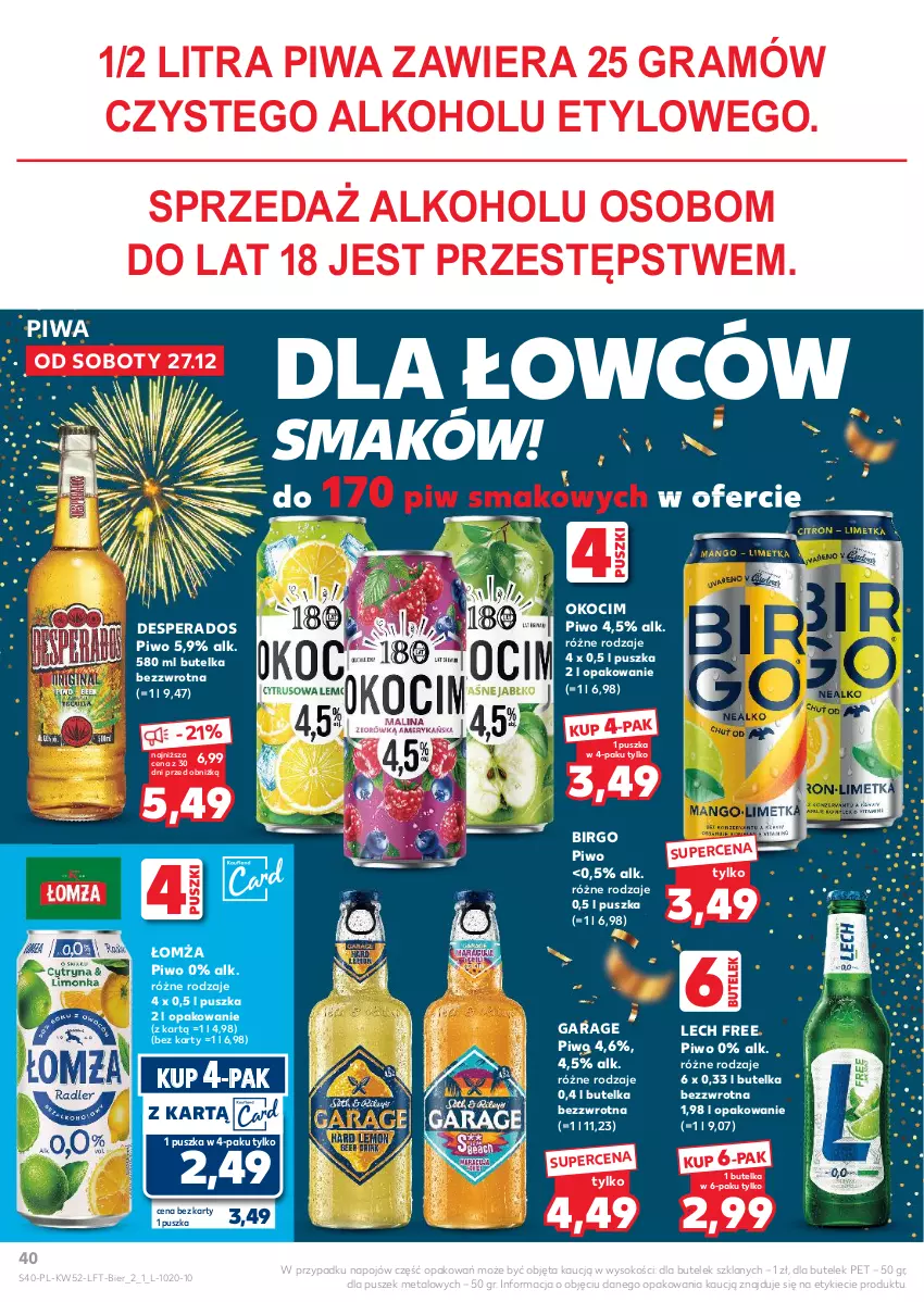 Gazetka promocyjna Kaufland - Gazetka tygodnia - ważna 27.12.2025 do 31.12.2026 - strona 40 - produkty: Desperados, Gra, Koc, Okocim, Piwa, Piwo, Sok