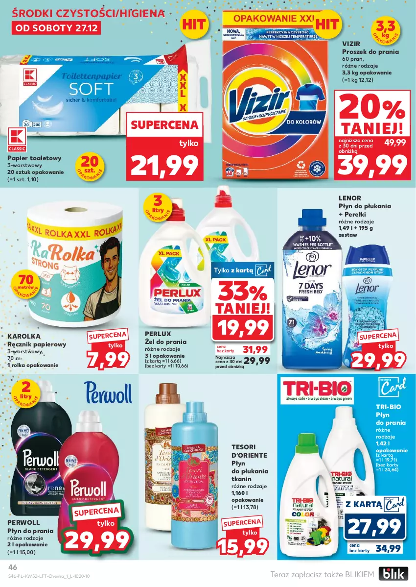 Gazetka promocyjna Kaufland - Gazetka tygodnia - ważna 27.12.2025 do 31.12.2026 - strona 46 - produkty: Lenor, Papier, Papier toaletowy, Perwoll, Płyn do płukania, Płyn do prania, Proszek do prania, Ręcznik, Tera, Vizir