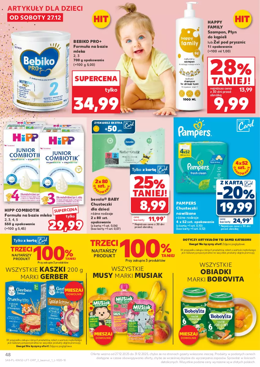 Gazetka promocyjna Kaufland - Gazetka tygodnia - ważna 27.12.2025 do 31.12.2026 - strona 48 - produkty: Bebiko, BoboVita, Chusteczki, Dzieci, Fa, Gerber, HiPP, Mus, Pampers, Płyn do kąpieli, Por, Szampon, Waga