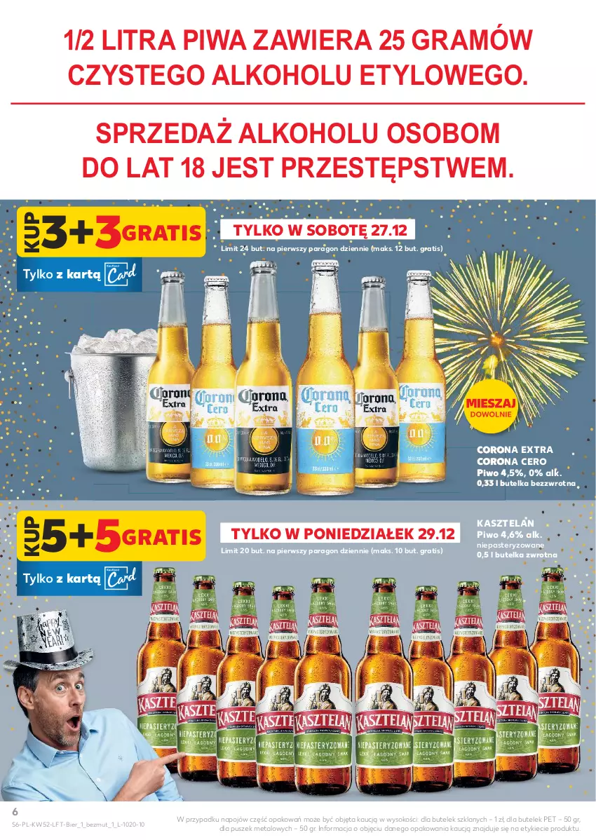 Gazetka promocyjna Kaufland - Gazetka tygodnia - ważna 27.12.2025 do 31.12.2026 - strona 6 - produkty: Corona Extra, Gra, Kasztelan, Piwa, Piwo, Sok