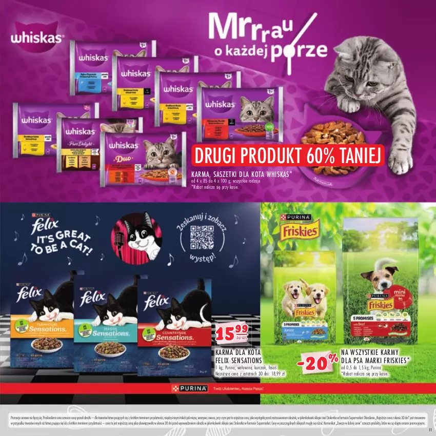 Gazetka promocyjna Stokrotka - Katalog Walentynki - ważna 01.02.2023 do 13.02.2024 - strona 11 - produkty: Felix, Friskies, Kurczak, Mięso, Owoce, Pur, Purina, Sati, Warzywa, Whiskas, Wołowina