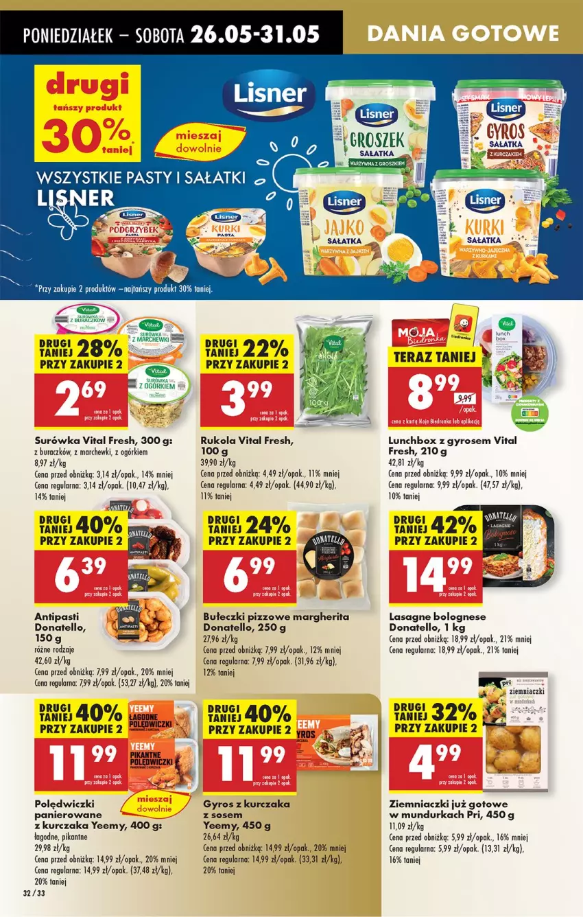 Gazetka promocyjna Biedronka - Od Poniedziałku - ważna 26.05 do 31.05.2025 - strona 38 - produkty: Bułeczki, Gyros, Kurczak, Lasagne, Lasagne bolognese, Polędwiczki panierowane, Rukola, Sałat, Sałatka, Sos, Surówka