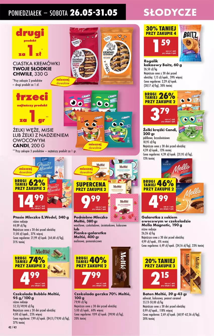 Gazetka promocyjna Biedronka - Od Poniedziałku - ważna 26.05 do 31.05.2025 - strona 52 - produkty: Baton, Ciastka, Czekolada, Czekolada gorzka, Gala, Galaretka, Kakao, Kokos, Mleczko, Ptasie mleczko, Rogal, Sok